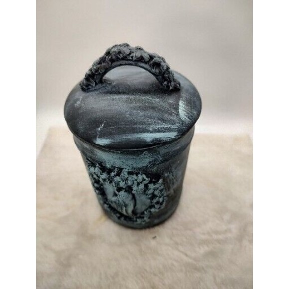 Repurposed Small  storage Canister Handmade By Me With Lid 6.5" Tall Ceramic - Picture 6 of 16